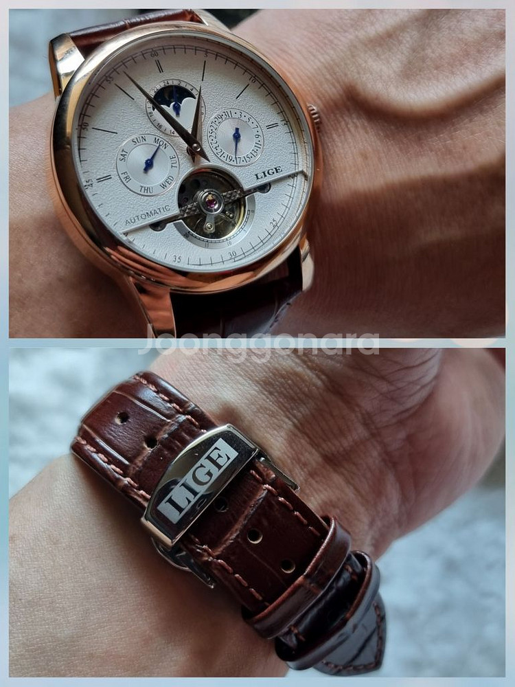 오토매틱 뚜르비용 가죽 손목시계(사이즈43mm)--9