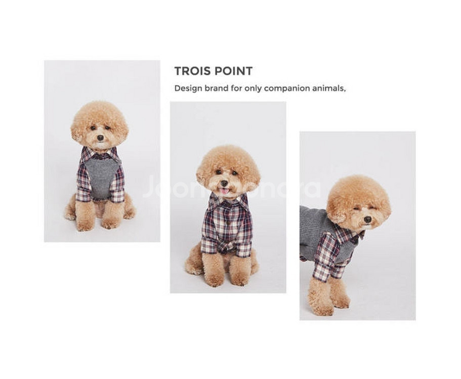 강아지옷) 트로이스포인트 버건디 체크셔츠 반려견2XL--1