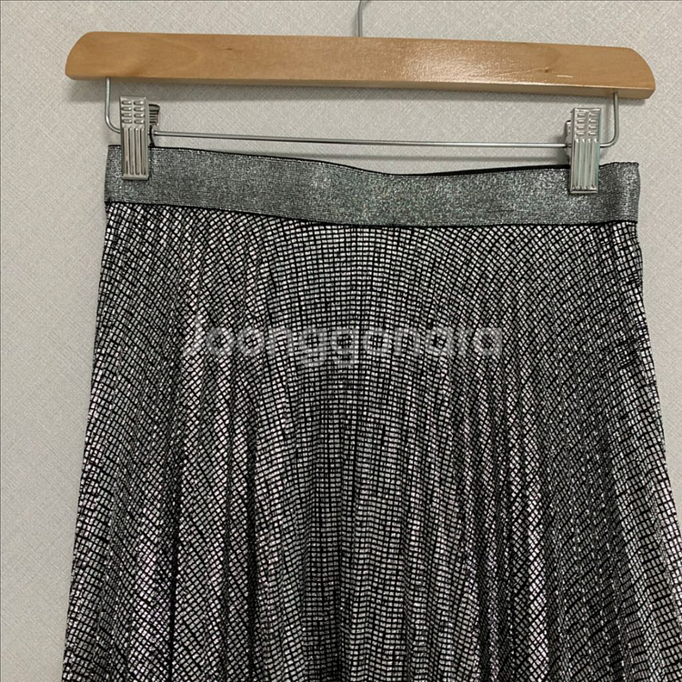 크리스토퍼 케인 플리츠 라메 메쉬 하이웨스트 스커트--3