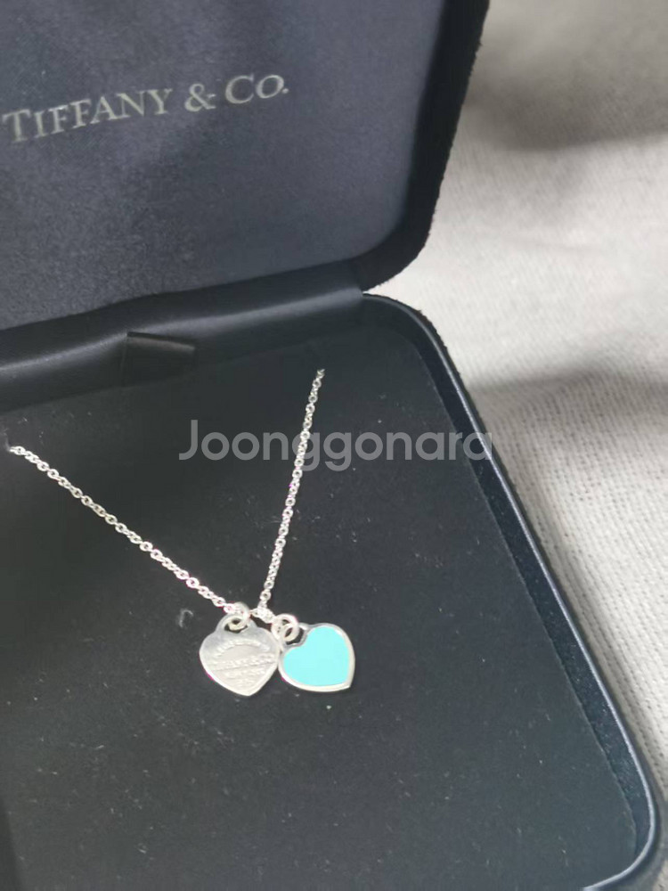 (정품) 티파니앤코 블루 더블 하트 목걸이--2