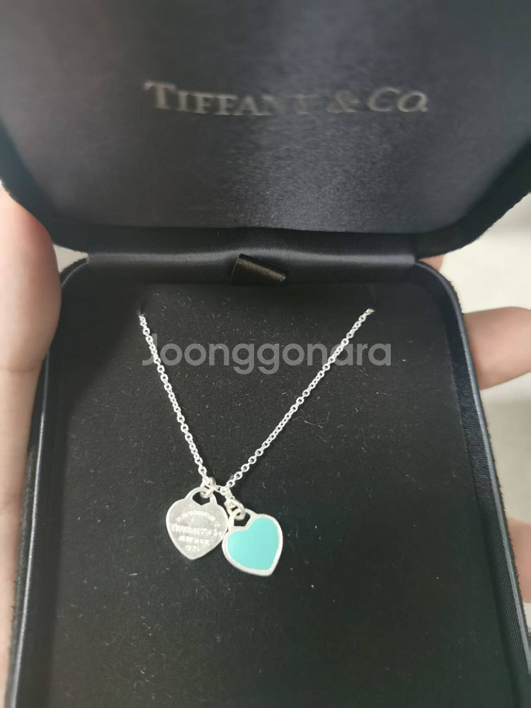 (정품) 티파니앤코 블루 더블 하트 목걸이--1