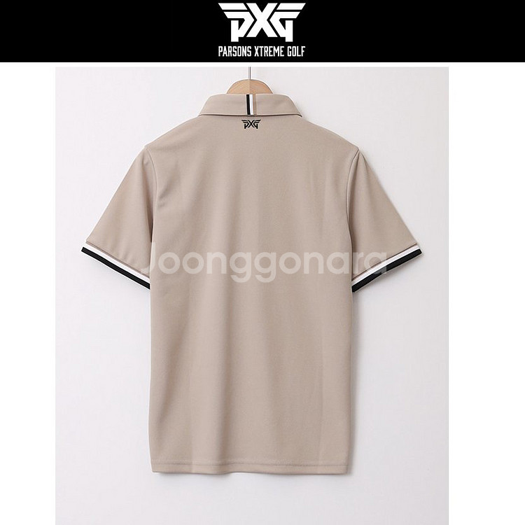 PXG 여성 골프웨어 삼선 카라 코튼 로고자수 반팔티--8