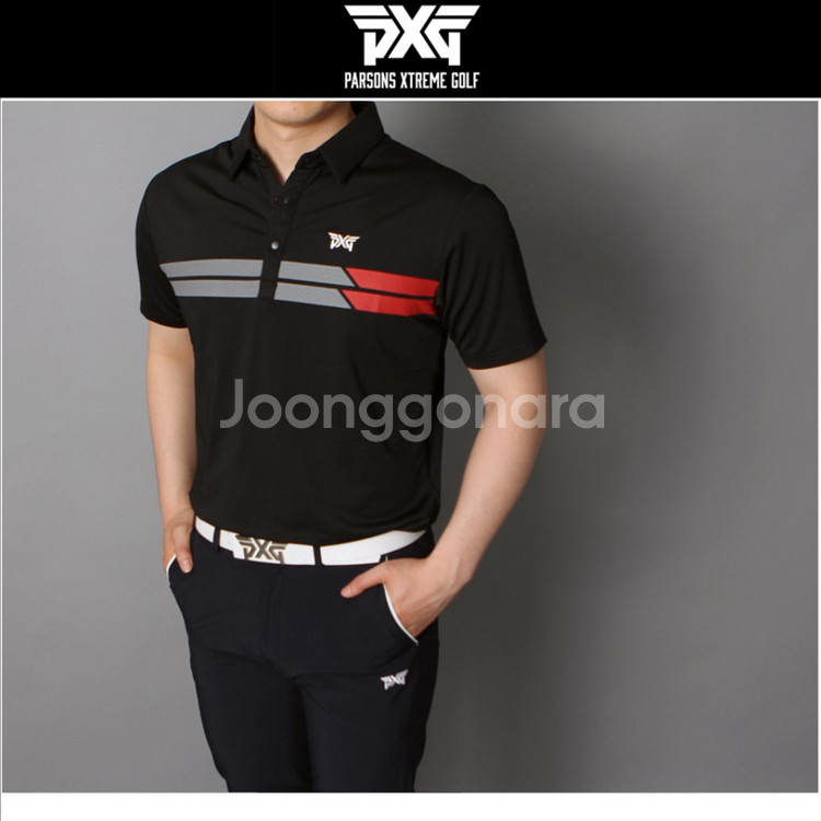 PXG 남성 골프웨어 가슴 두줄 스판 반팔 카라티--1