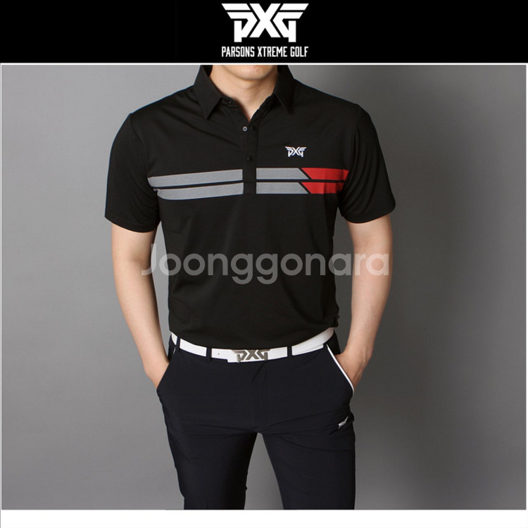 PXG 남성 골프웨어 가슴 두줄 스판 반팔 카라티--2