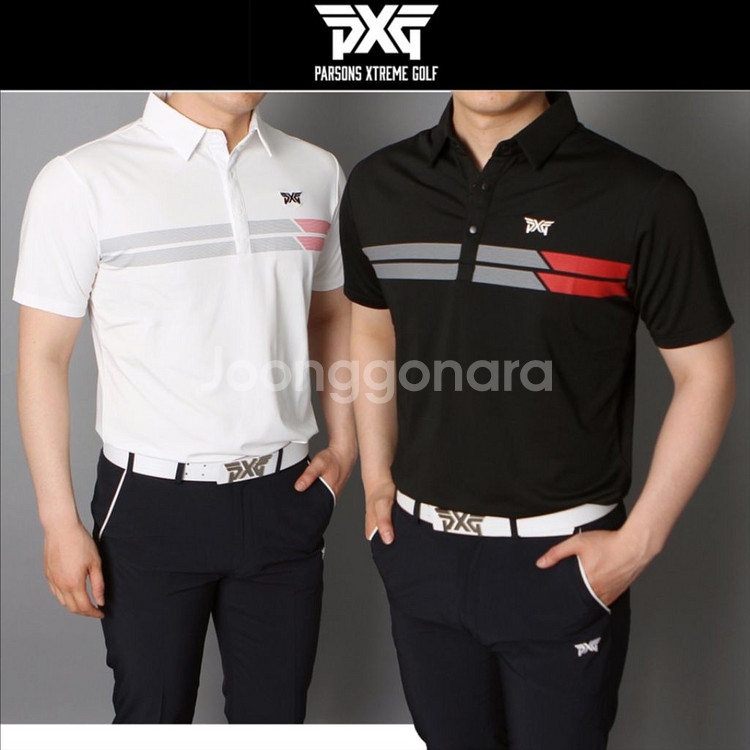 PXG 남성 골프웨어 가슴 두줄 스판 반팔 카라티--0