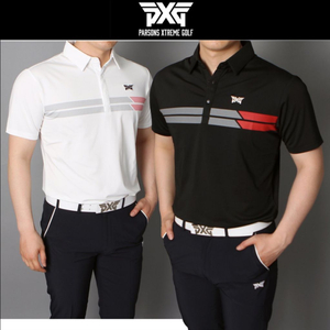 PXG 남성 골프웨어 가슴 두줄 스판 반팔 카라티