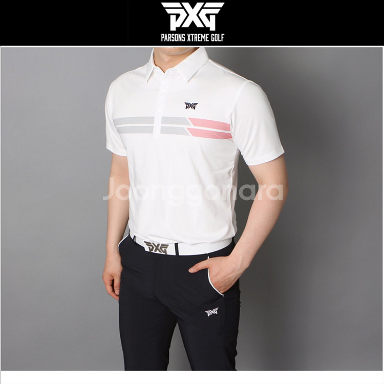 PXG 남성 골프웨어 가슴 두줄 스판 반팔 카라티--4