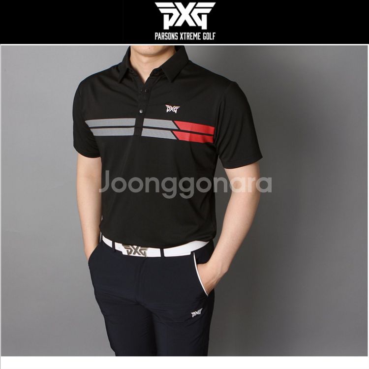 PXG 남성 골프웨어 가슴 두줄 스판 반팔 카라티--3