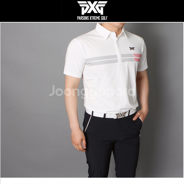 PXG 남성 골프웨어 가슴 두줄 스판 반팔 카라티--5