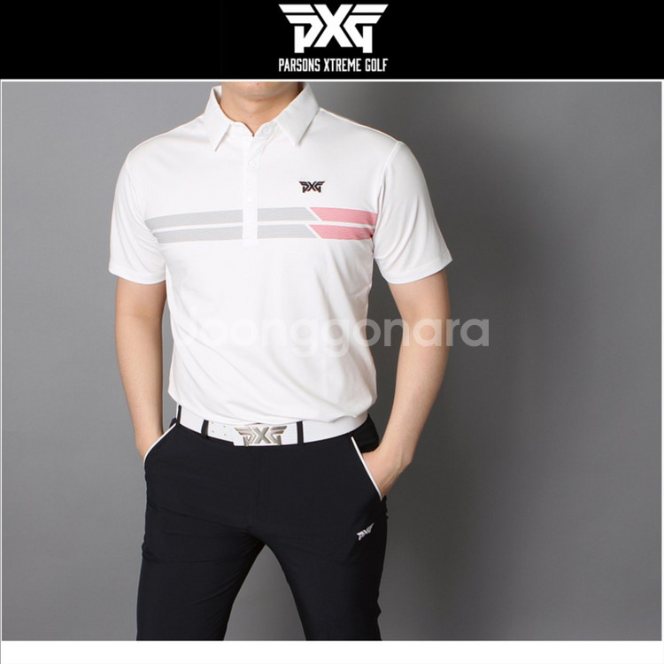 PXG 남성 골프웨어 가슴 두줄 스판 반팔 카라티--8