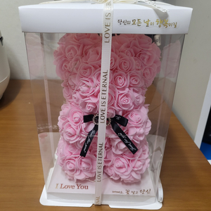 장미꽃 곰돌이 장식 (led조명)