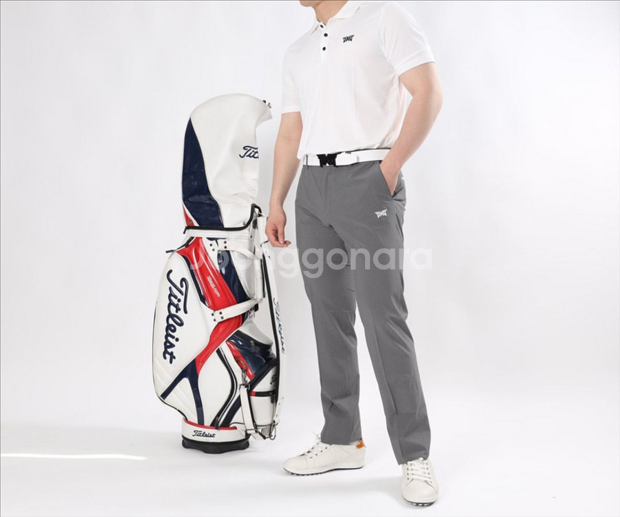 PXG 남성 골프웨어 로고자수 잔체크 밴딩 스판 팬츠--1