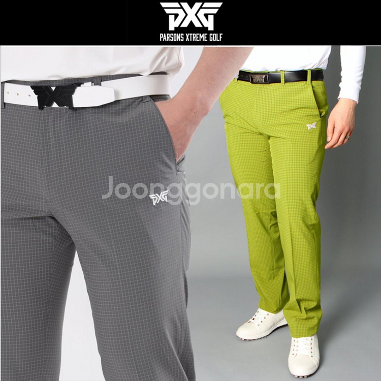 PXG 남성 골프웨어 로고자수 잔체크 밴딩 스판 팬츠--0