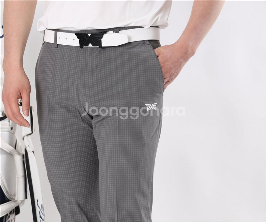 PXG 남성 골프웨어 로고자수 잔체크 밴딩 스판 팬츠--4