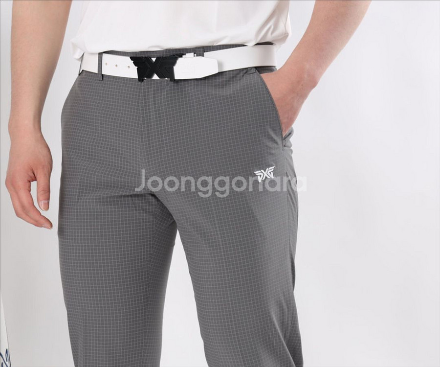 PXG 남성 골프웨어 로고자수 잔체크 밴딩 스판 팬츠--3