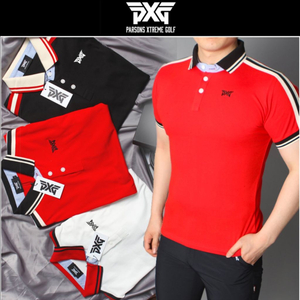 PXG 남성 골프웨어 로고자수 숄더 테이프 반팔 카라티