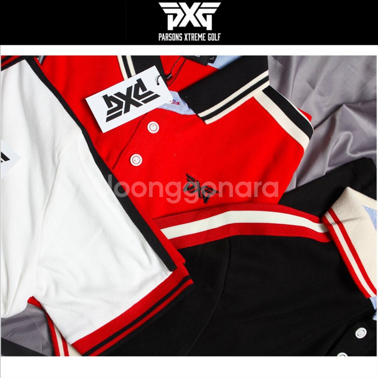 PXG 남성 골프웨어 로고자수 숄더 테이프 반팔 카라티--6