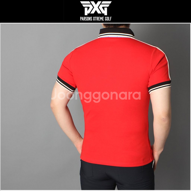 PXG 남성 골프웨어 로고자수 숄더 테이프 반팔 카라티--4