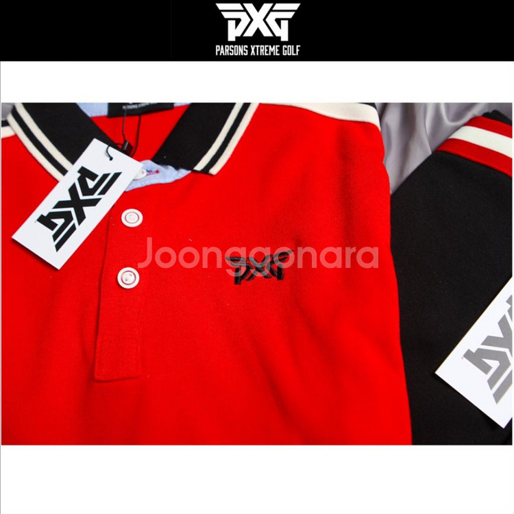 PXG 남성 골프웨어 로고자수 숄더 테이프 반팔 카라티--7
