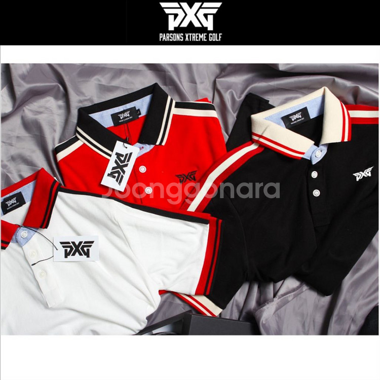 PXG 남성 골프웨어 로고자수 숄더 테이프 반팔 카라티--9