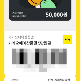 카카오 페이 상품권 , 금액권 , 기프트카드 구매