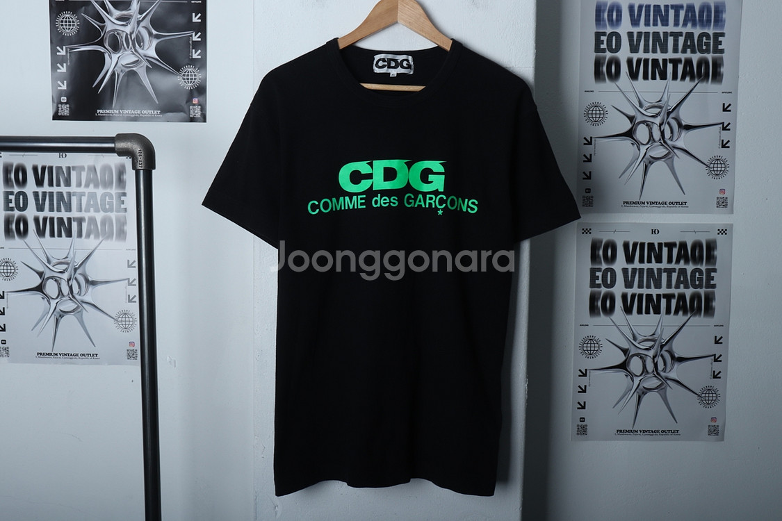 (XL) 꼼데가르송 반팔 티셔츠 로고 블랙--5
