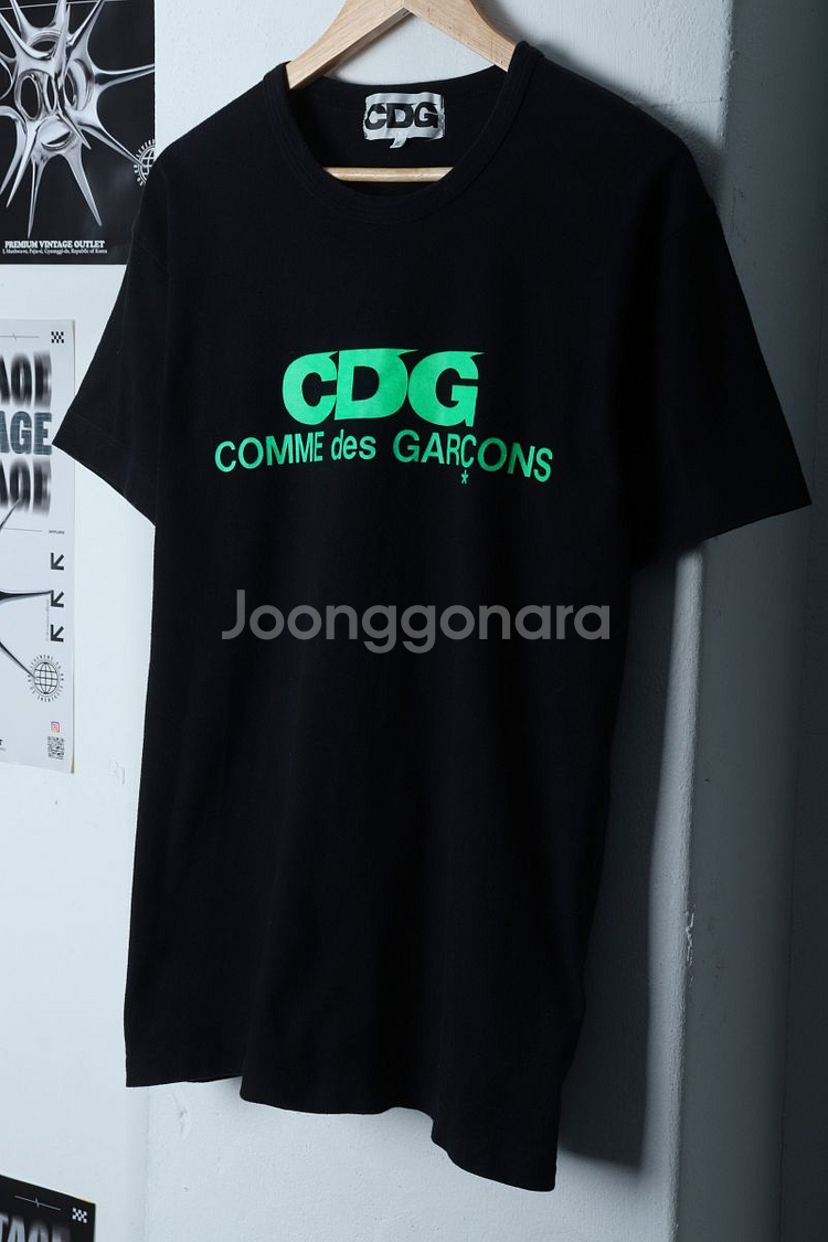 (XL) 꼼데가르송 반팔 티셔츠 로고 블랙--2