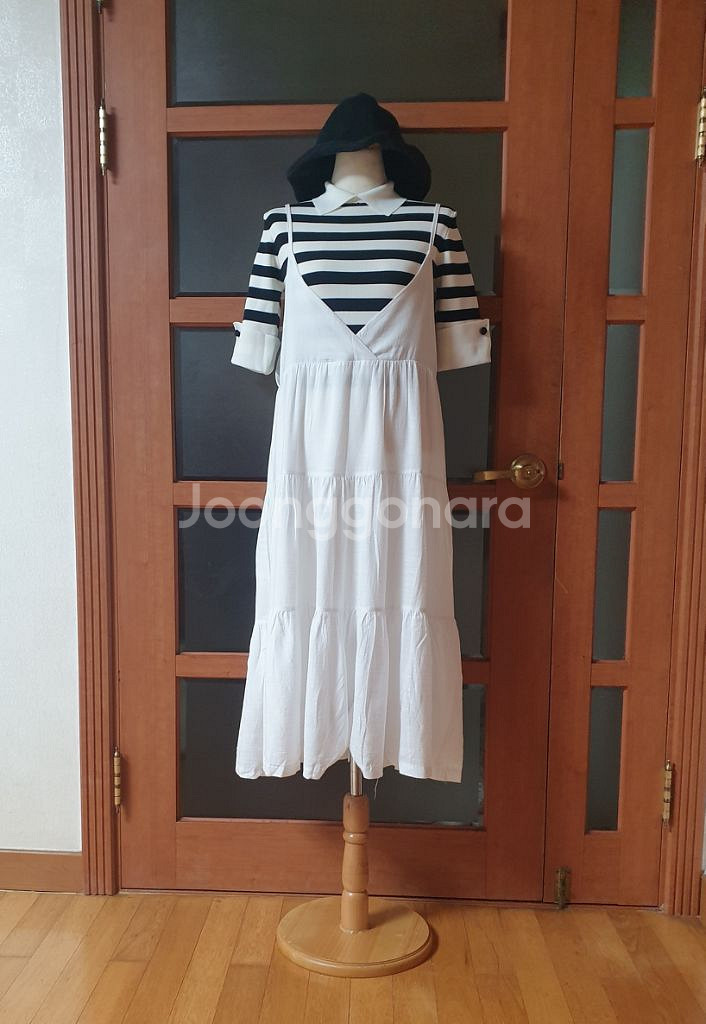(새제품)화이트린넨 캉캉 뷔스티에 롱원피스--3