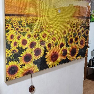 해바라기 보석십자수액자