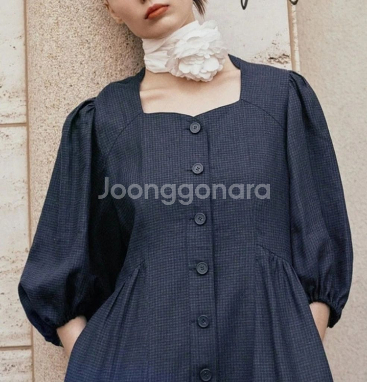 칼라거펠트 린넨 블렌디드 원피스(66~77) ㅡ새상품--7