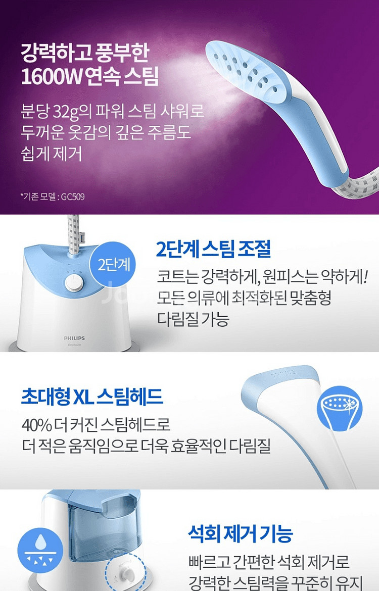 필립스 스팀다리미 필립스생활가전 GC482/20 화이--1