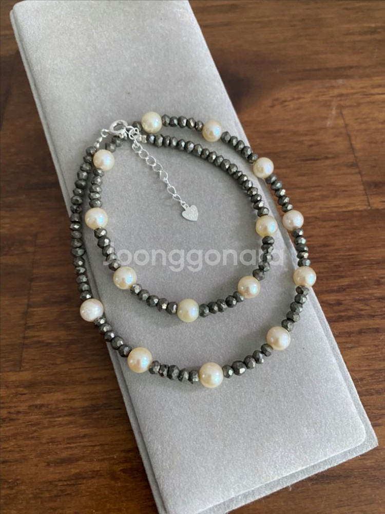 해수진주 원석비드 목걸이(925실버)--1