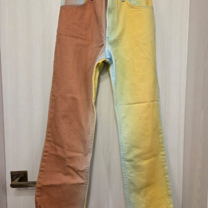 자라 컬러 블록 데님 팬츠