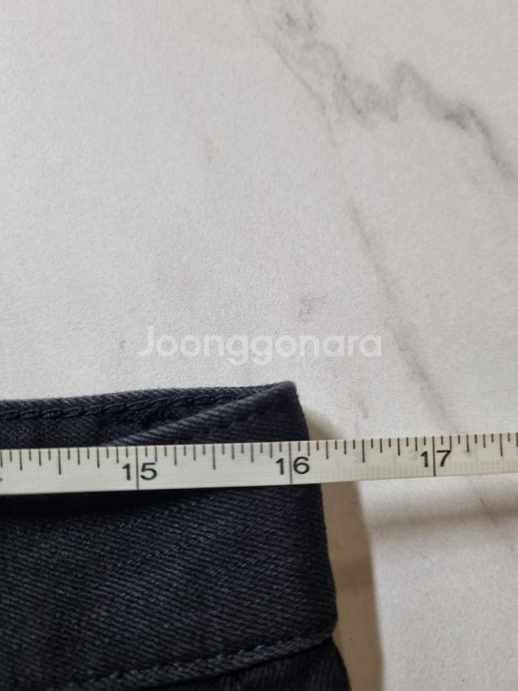 32)플랙진 가죽패치 블랙청바지 스판 슬림 크롭팬츠 청--7