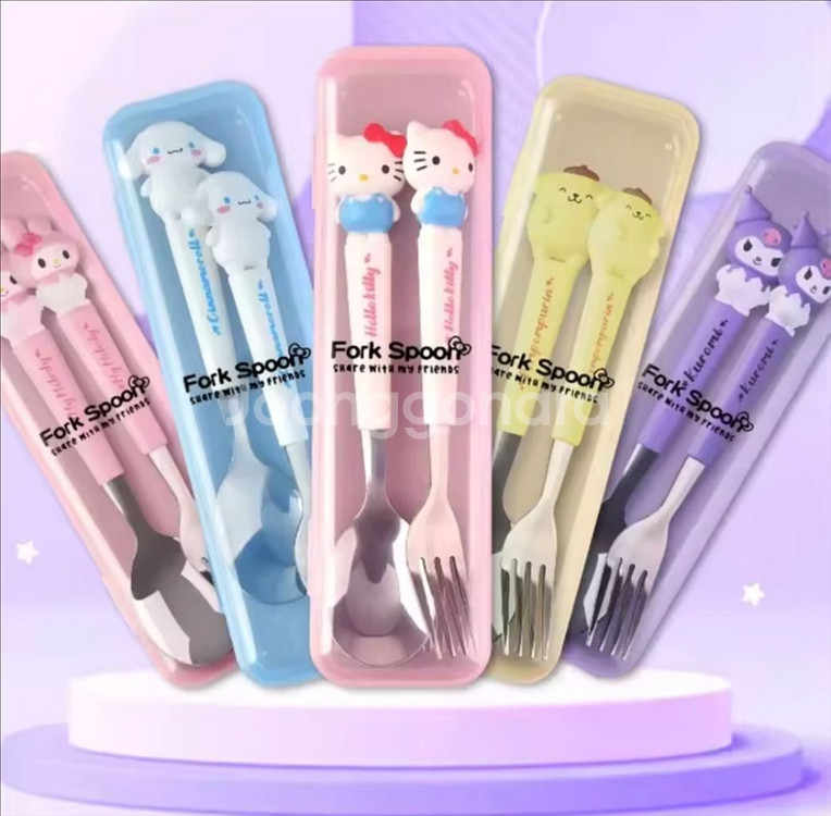 산리오 수저+포크 세트--0