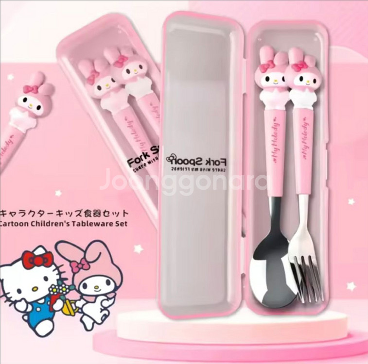 산리오 수저+포크 세트--2