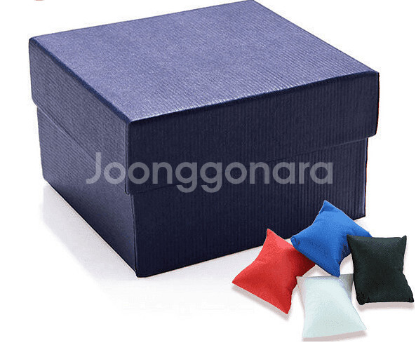 새 파랑색 선물 포장 상자 소품 + 쿠션 시계 귀걸이--0