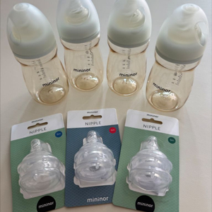 미니노어 240ml 젖병 4개 + 젖꼭지(새상품)
