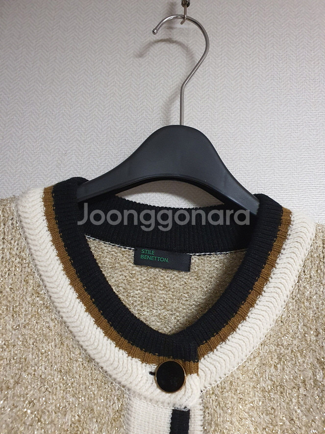 베네통 글리터 컬러 블록 가디건 프리 사이즈 정품--5