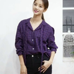 시스템 헤리 체크 블라우스 셔츠 66~88