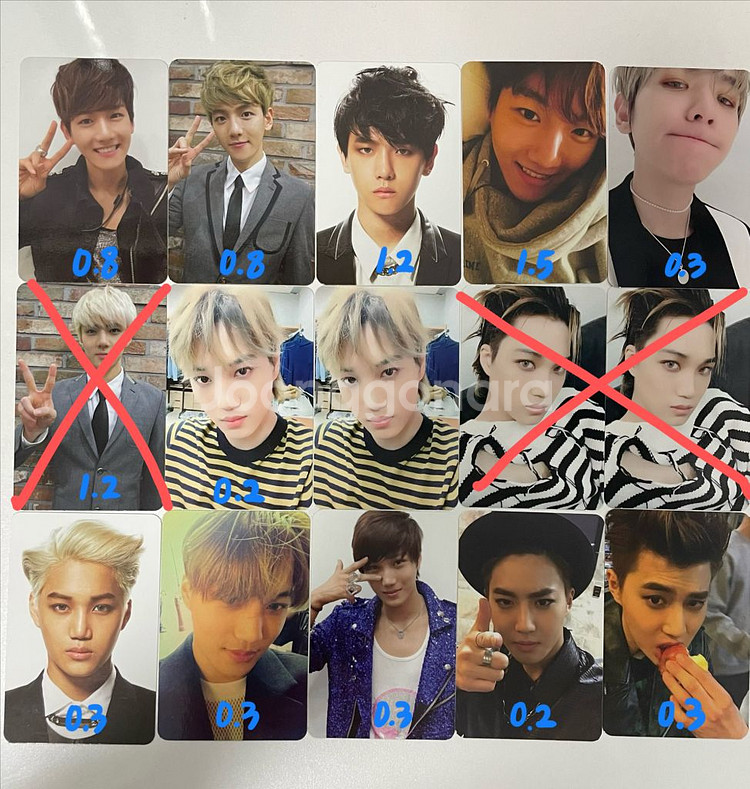 엑소 백현/세훈/카이/수호/디오/첸/시우민/찬열 포카--0