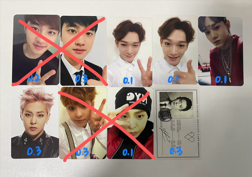 엑소 백현/세훈/카이/수호/디오/첸/시우민/찬열 포카 이미지