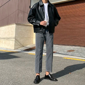 남자 블랙 라이더 가죽 자켓