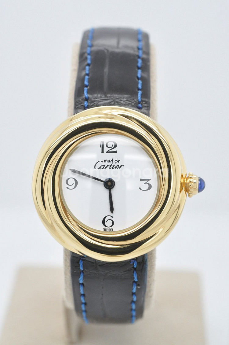 까르띠에 트리니티 금장 손목시계 심플 다이얼 여성용--8