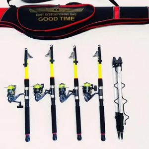 낚시가방+원투낚시대3.3m 4대+릴4대+받침대