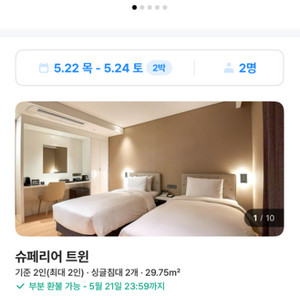 부산시티호텔 5/22-24 2박 숙박권 팔아요