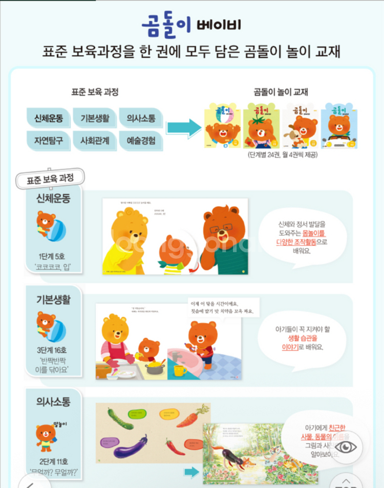 곰돌이 베이비 놀이 교재 새상품 6개월분--1