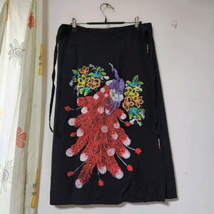 공작그림 랩 스커트 랩치마 F