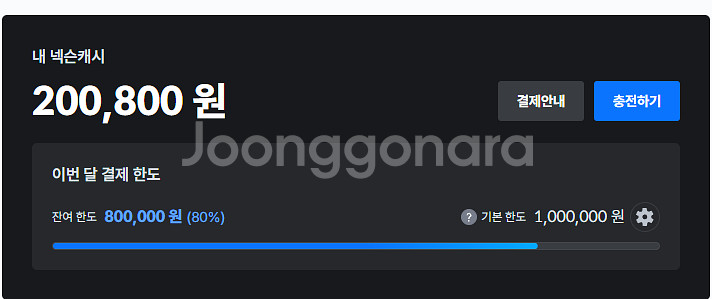 충전된 넥슨 캐시 20만원 선물식 8000:1 팝니다--0