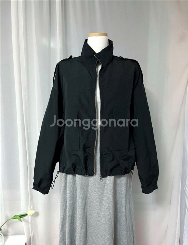 블랙 바스락 바람막이 점퍼 자켓 아노락 아우터 집업 스--2